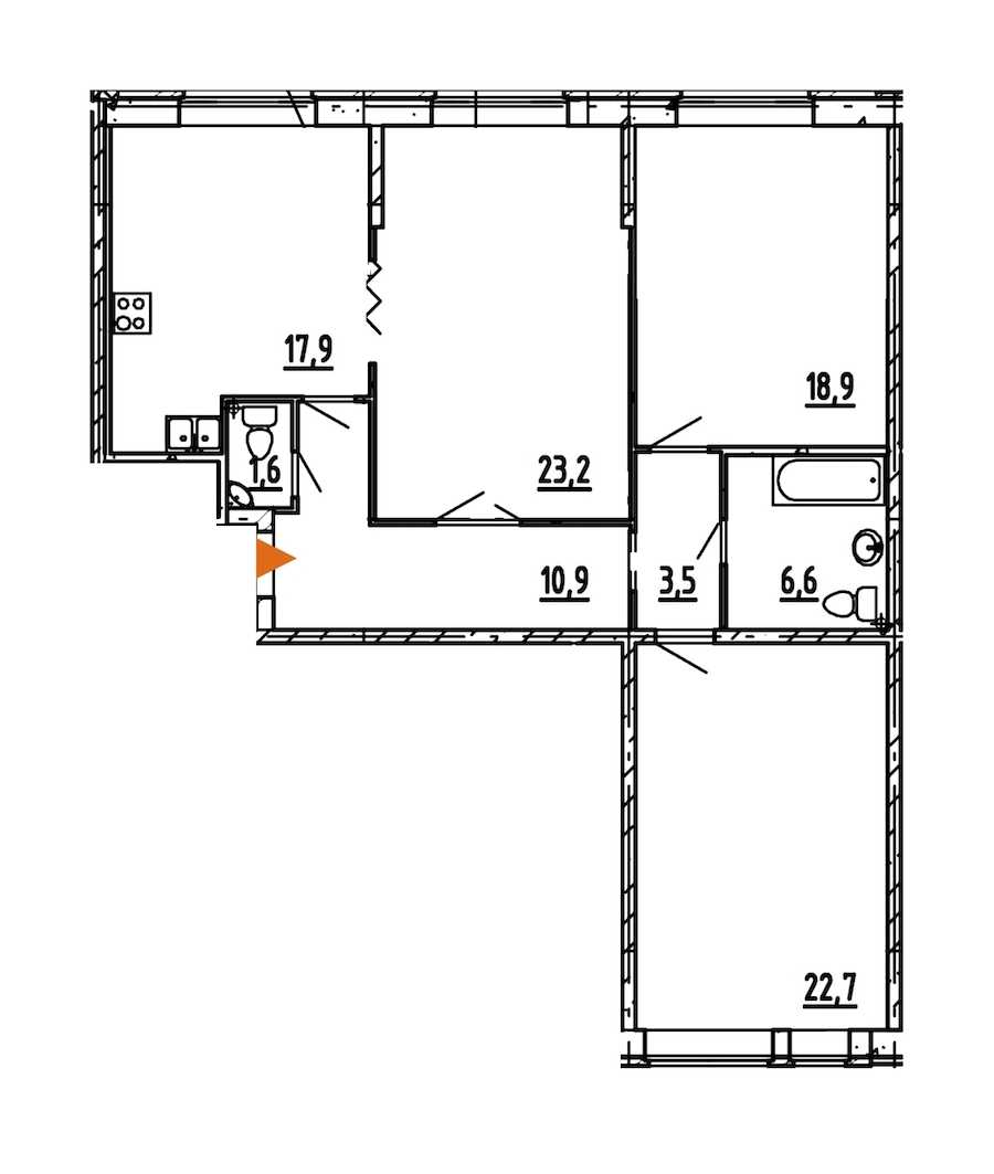 Трехкомнатная квартира в : площадь 105.3 м2 , этаж: 3 – купить в Санкт-Петербурге